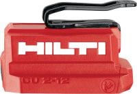 CU 2-12 uzlādes adapteris USB uzlādes adapteris Hilti 12 V akumulatoriem – var izmantot planšetdatoru, tālruņu un citu ierīču ar USB-C vai USB-A pieslēgvietām uzlādei